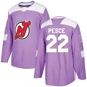 Men's Brett Pesce New Jersey Devils Fights Cancer Practice Jersey - Purple Authentic