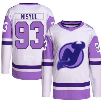 Men's Daniil Misyul New Jersey Devils Hockey Fights Cancer Primegreen Jersey - White/Purple Authentic