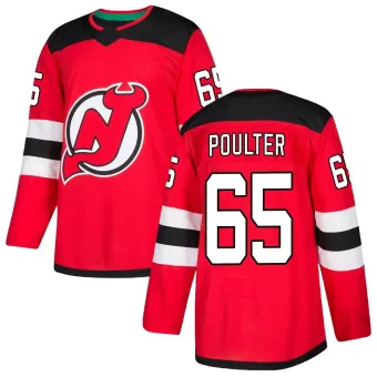 Men's Isaac Poulter New Jersey Devils Home Jersey - Red Authentic