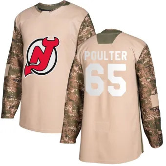 Men's Isaac Poulter New Jersey Devils Veterans Day Practice Jersey - Camo Authentic