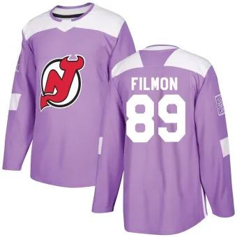 Men's Josh Filmon New Jersey Devils Fights Cancer Practice Jersey - Purple Authentic