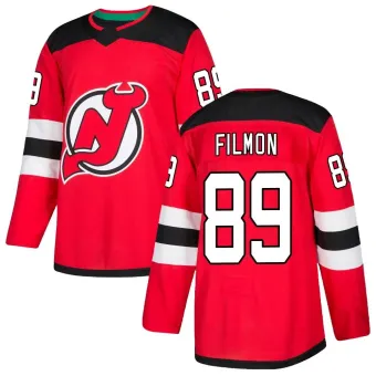 Men's Josh Filmon New Jersey Devils Home Jersey - Red Authentic