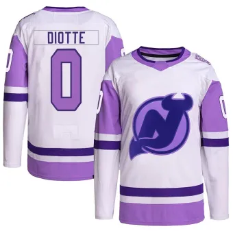 Men's Mikael Diotte New Jersey Devils Hockey Fights Cancer Primegreen Jersey - White/Purple Authentic