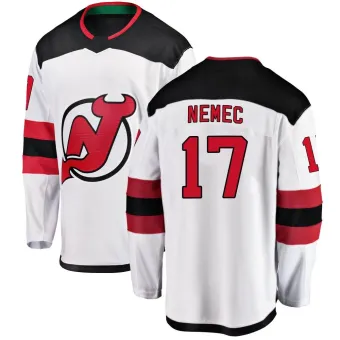 Men's Simon Nemec New Jersey Devils Away Jersey - White Breakaway