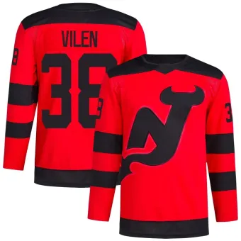 Men's Topias Vilen New Jersey Devils 2024 Stadium Series Primegreen Jersey - Red Authentic