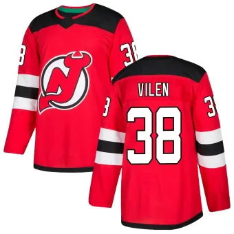 Men's Topias Vilen New Jersey Devils Home Jersey - Red Authentic