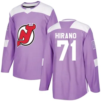 Men's Yushiroh Hirano New Jersey Devils Fights Cancer Practice Jersey - Purple Authentic