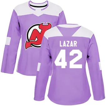 Women's Curtis Lazar New Jersey Devils Fights Cancer Practice Jersey - Purple Authentic