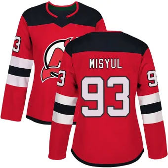 Women's Daniil Misyul New Jersey Devils Home Jersey - Red Authentic