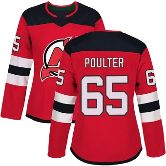 Women's Isaac Poulter New Jersey Devils Home Jersey - Red Authentic