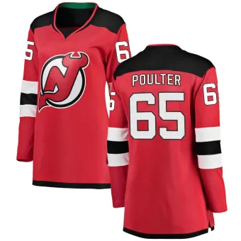 Women's Isaac Poulter New Jersey Devils Home Jersey - Red Breakaway