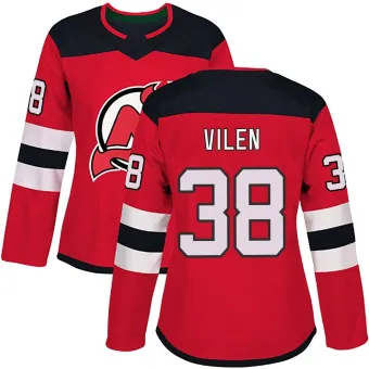 Women's Topias Vilen New Jersey Devils Home Jersey - Red Authentic