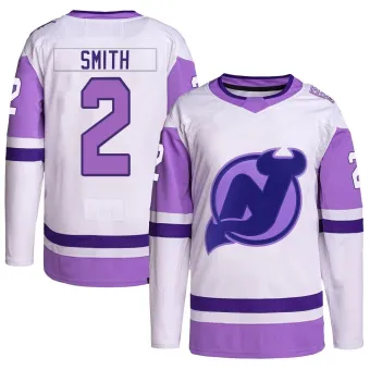 Youth Brendan Smith New Jersey Devils Hockey Fights Cancer Primegreen Jersey - White/Purple Authentic