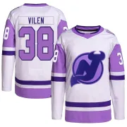 Youth Topias Vilen New Jersey Devils Hockey Fights Cancer Primegreen Jersey - White/Purple Authentic